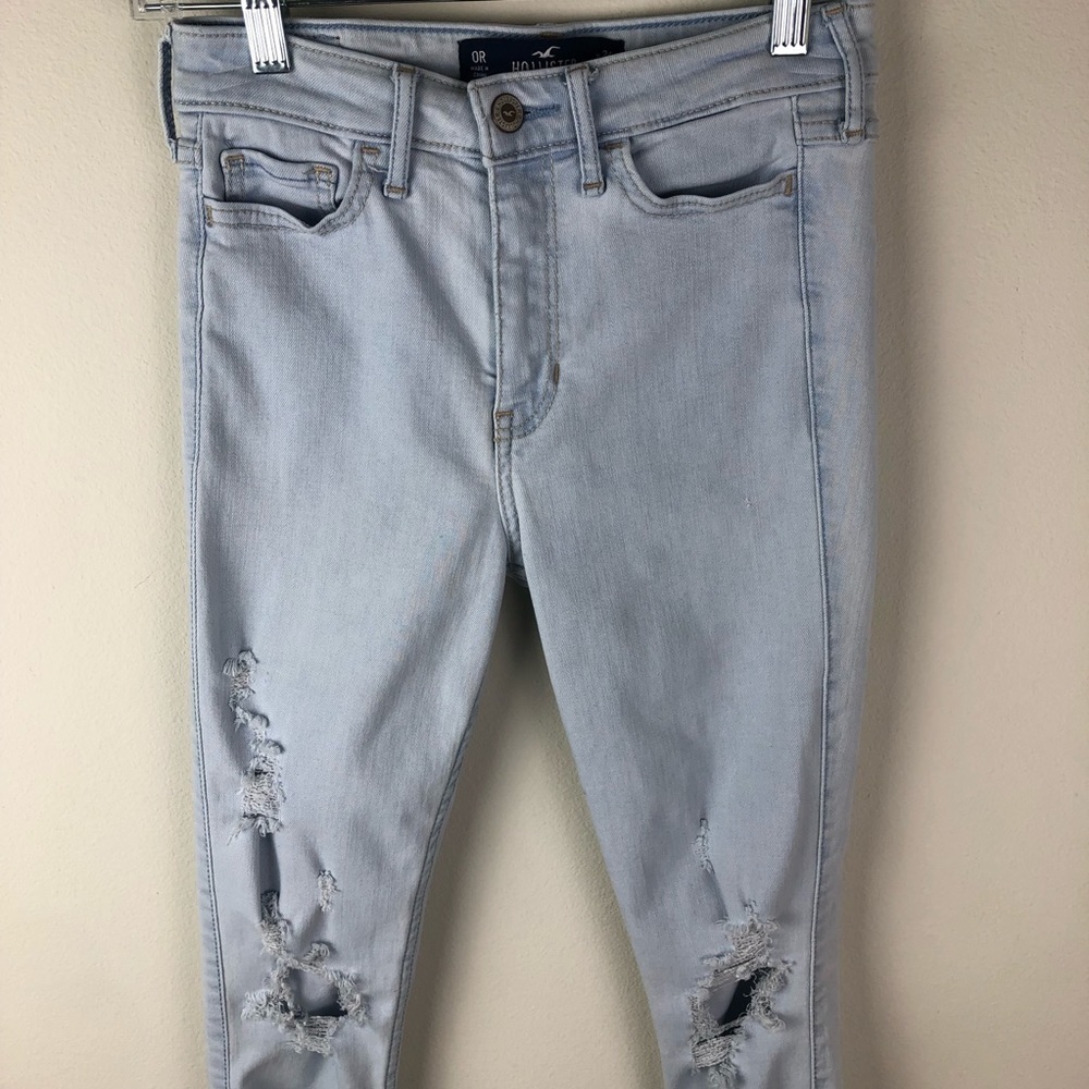 Hollister High-rise Super skinny distressed jeans size 24 light wash grunge - Picture 2 of 16